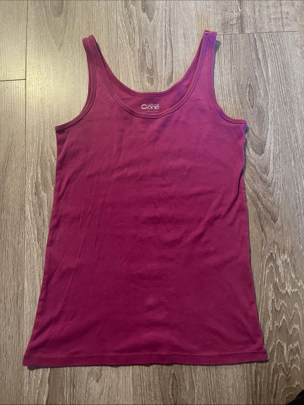 Warehouse one 100% cotton women's Scoop Neck Tank. Magenta fuchsia. Medium large